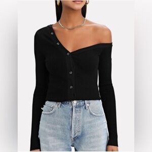 THE RANGE one shoulder rib knit cardigan sz small